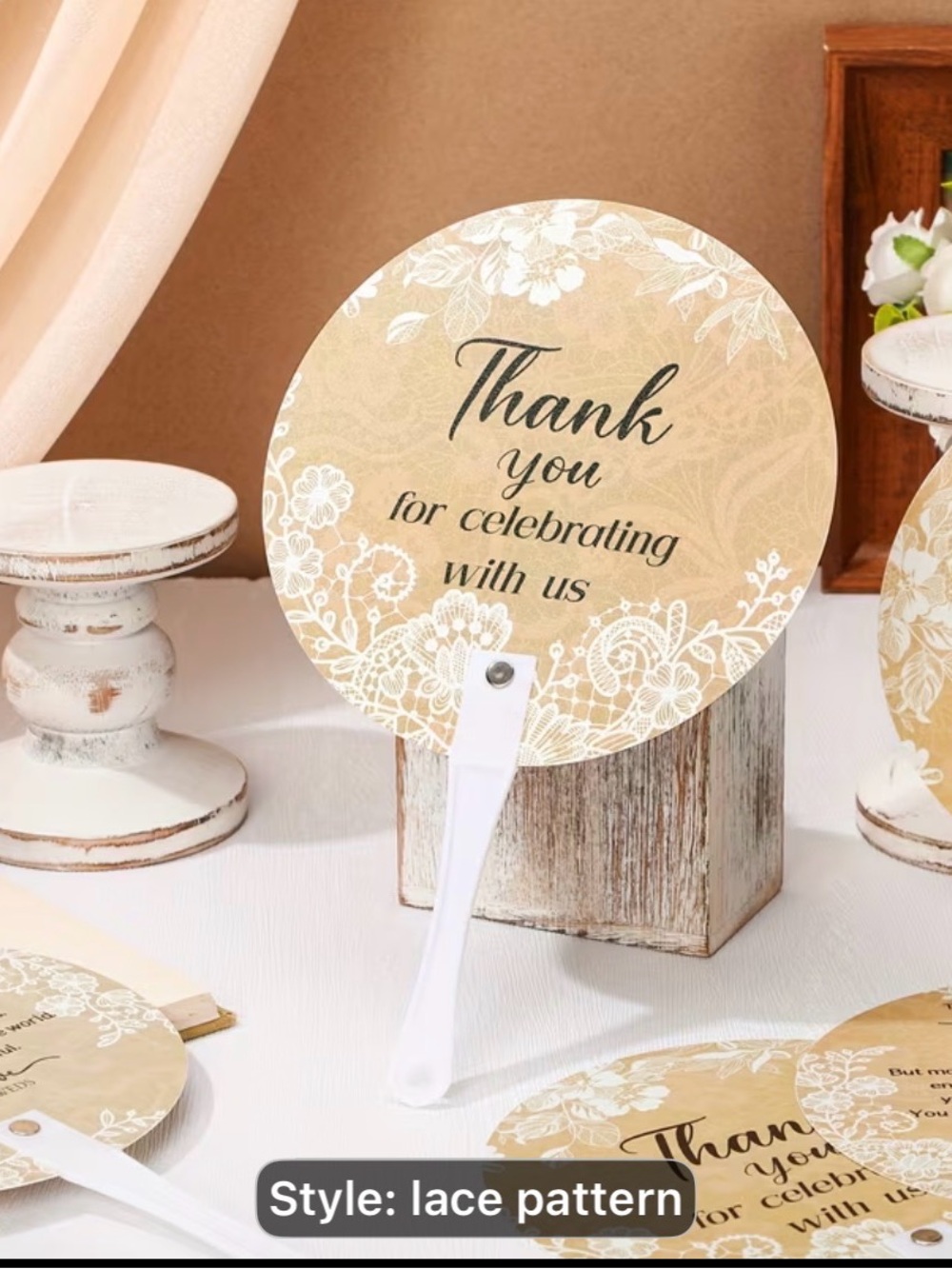 NWT beige lace quest favors, wedding fans, used for party,, graduate